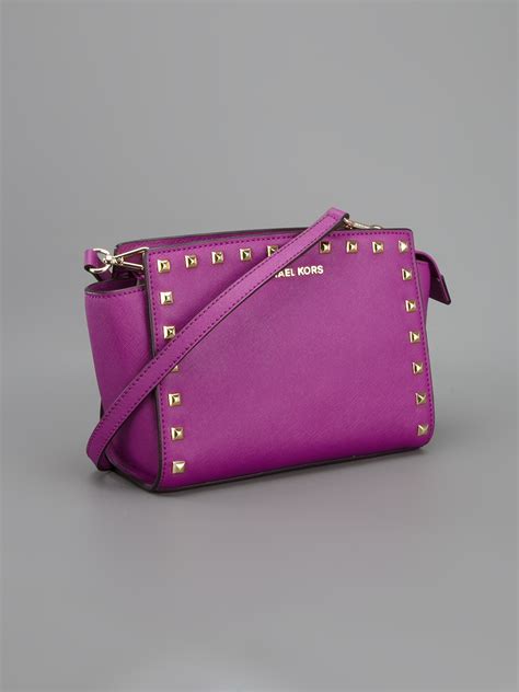 michael kors purple selma bag|Michael Kors selma studded.